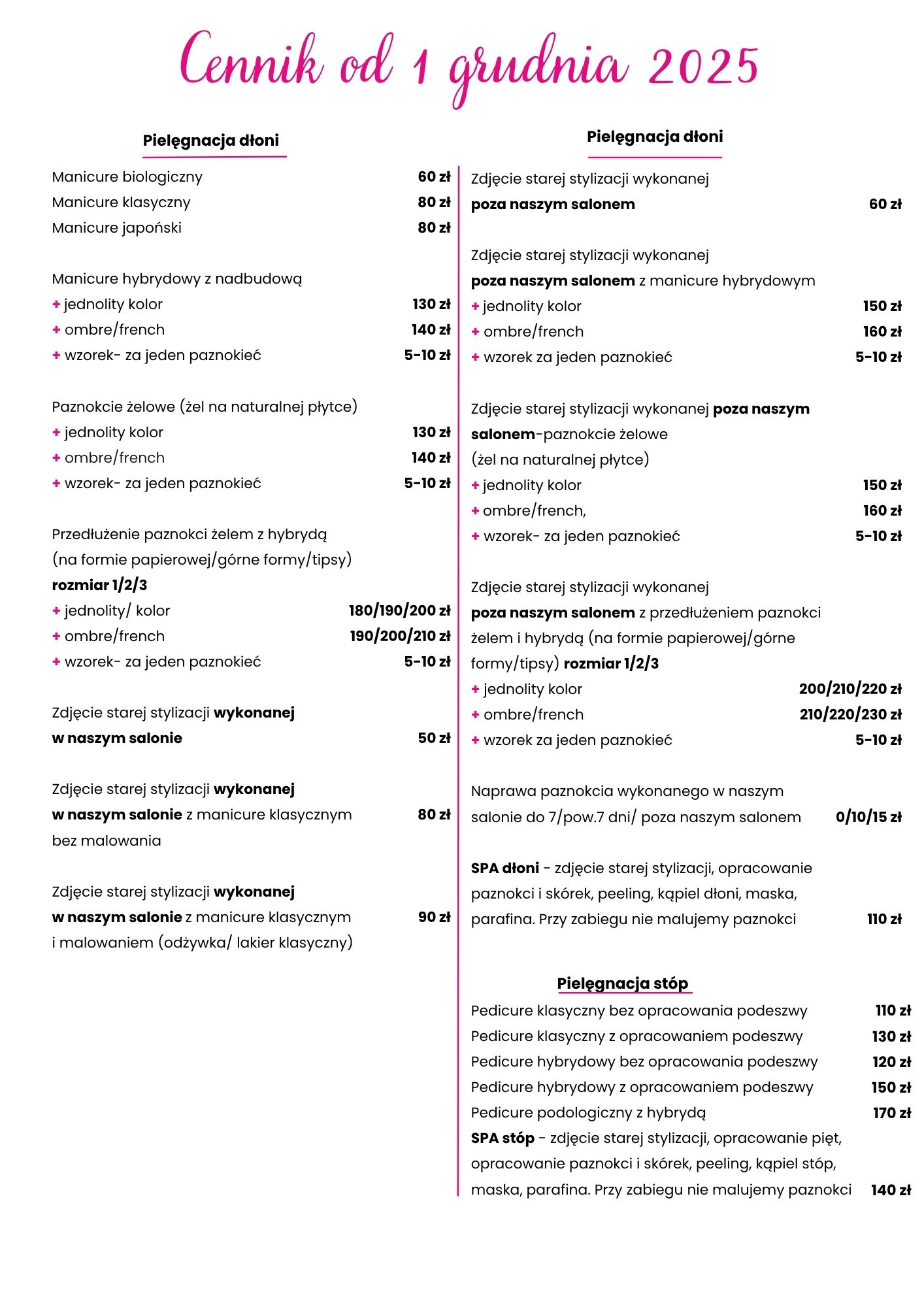 Cennik od 1 grudnia 2025 str 1